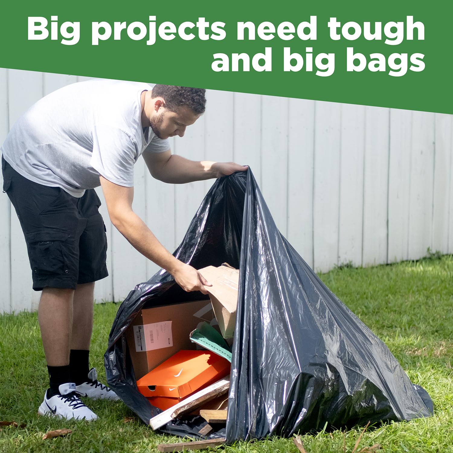 Heavy Duty 95-96 Gallon Trash Bags - 50 Count Extra Large Black Garbage Can Liners (90/95/96/100 Gallon) - Made in USA - Perfect for Commercial Kitchens, Outdoor Events & Large Trash Bins