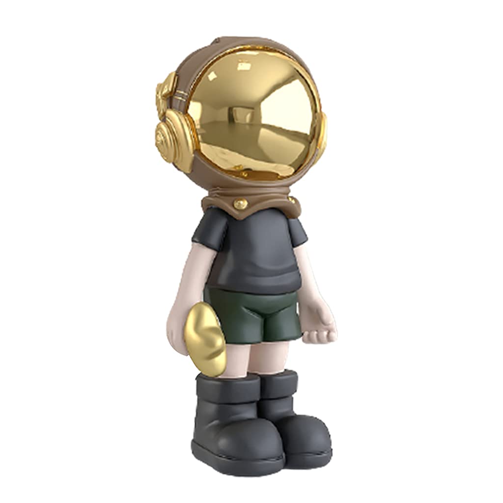 Baoblaze Resin Astronaut Sculpture - Modern Creative Home Decor Statue, Unique Figurine Art Gift for Living Room, Office & Bookshelf Decoration (Black)
