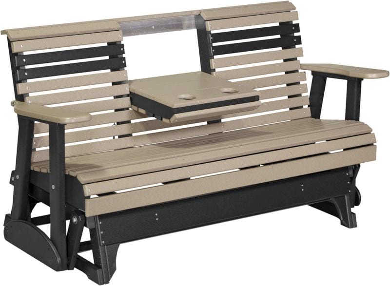 LuxCraft 5ft Rollback Console Recycled Plastic Patio Glider Bench - Outdoor Garden, Porch & Backyard Relaxation Swing Seat