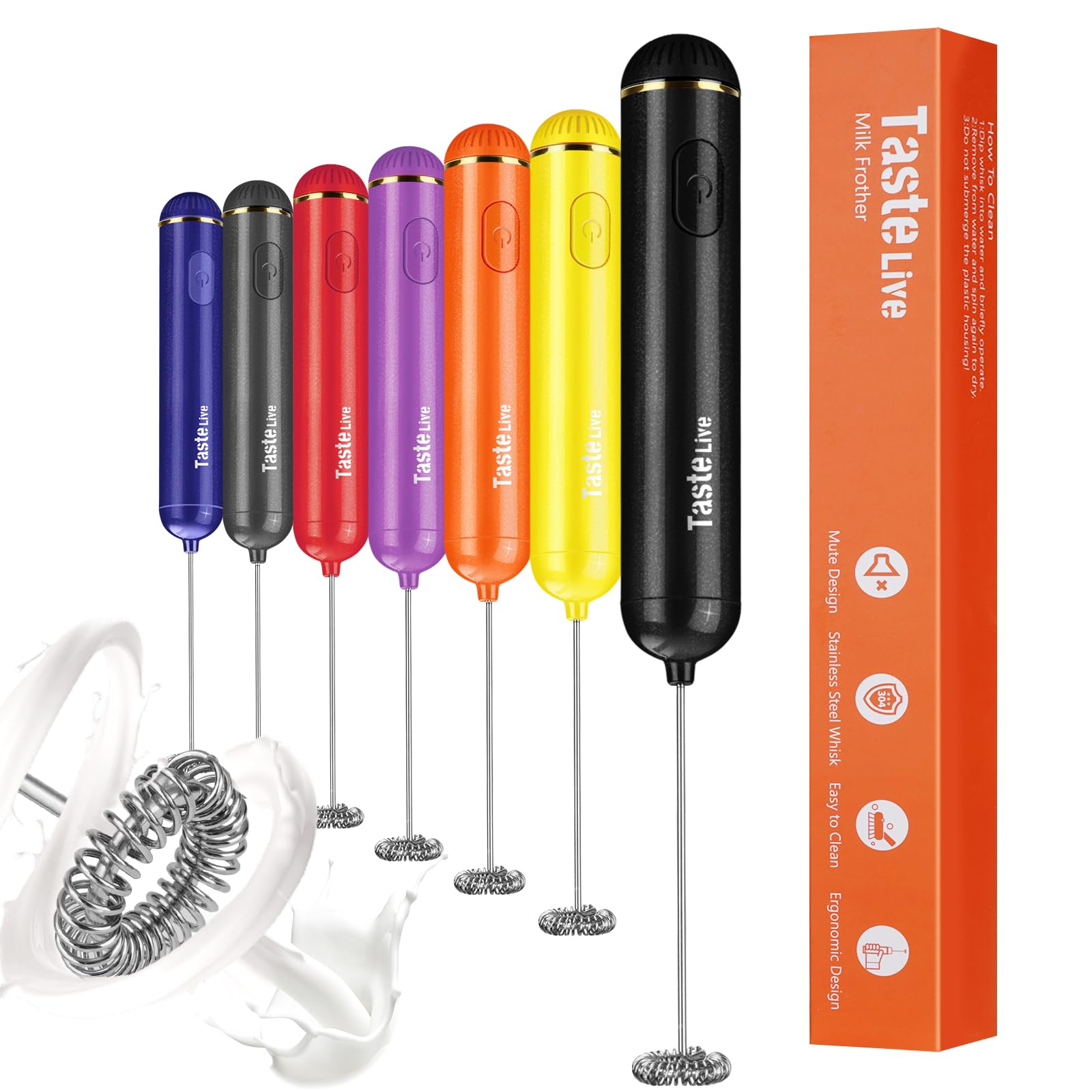 Electric Milk Frother Handheld - Battery Operated Mini Whisk for Coffee, Matcha, Hot Chocolate & Protein Shakes - Perfect for Lattes, Cappuccinos & Smoothies at Home or Office (Black)