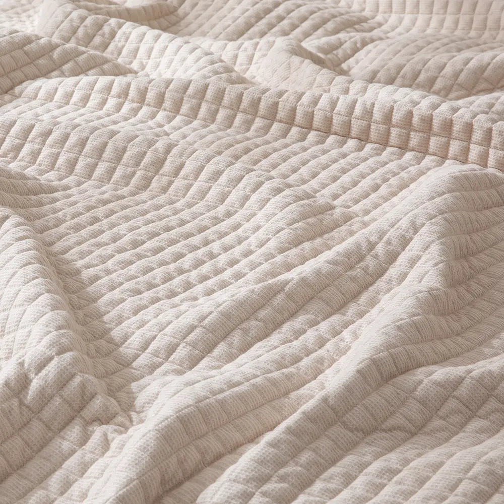 Luxury 3-Piece Cotton Waffle Weave Quilt Set - Soft & Breathable Bedding for All Seasons | Perfect for Master Bedroom, Guest Room & Dorm Decor