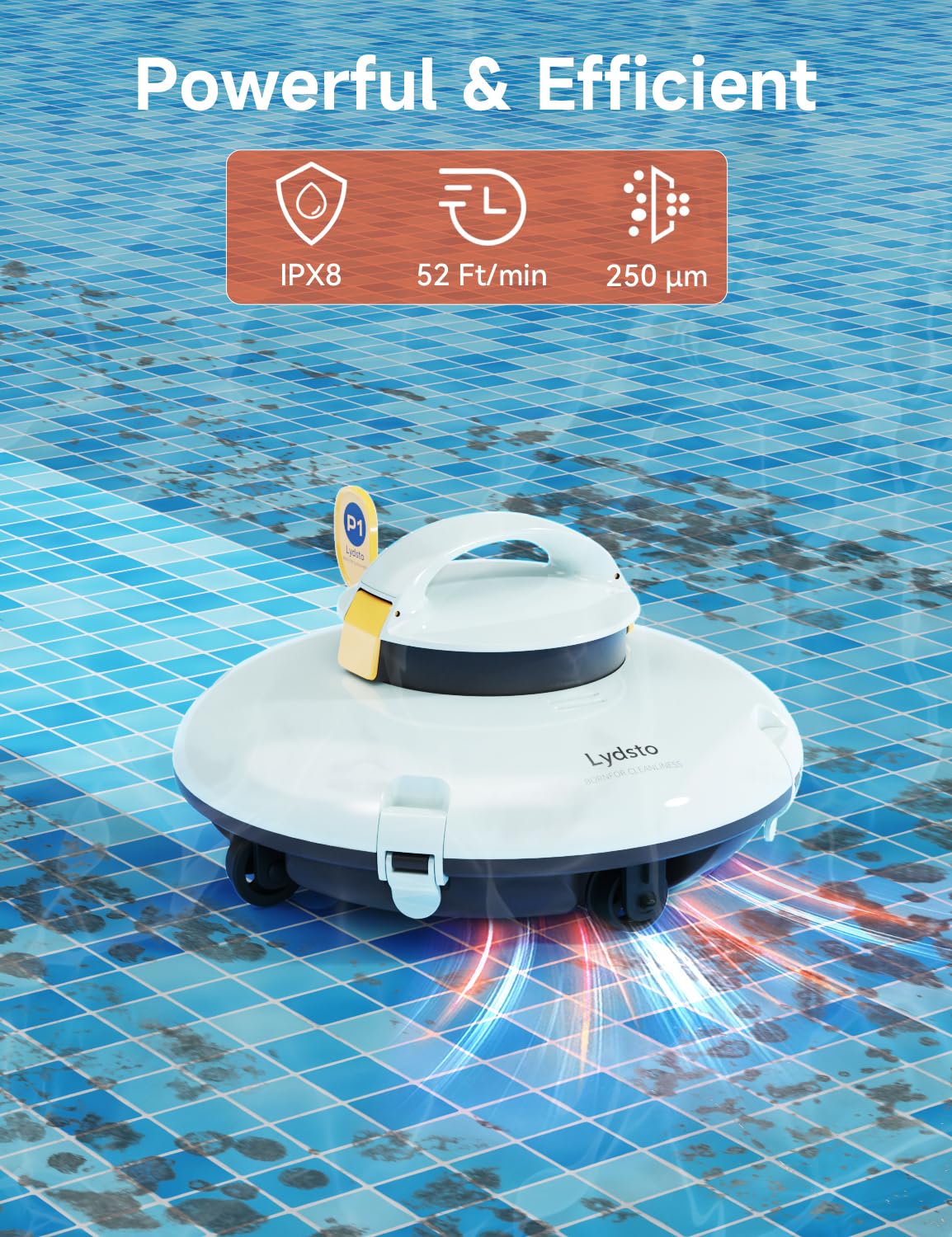 Automatic Cordless Robotic Pool Cleaner for Above Ground Pools - Rechargeable Battery, Dual-Drive Motors & Water Sensor Tech - Ideal for Flat Bottom Pools Up to 35ft (Yellow) - Perfect for Weekly Pool Maintenance & Seasonal Cleaning