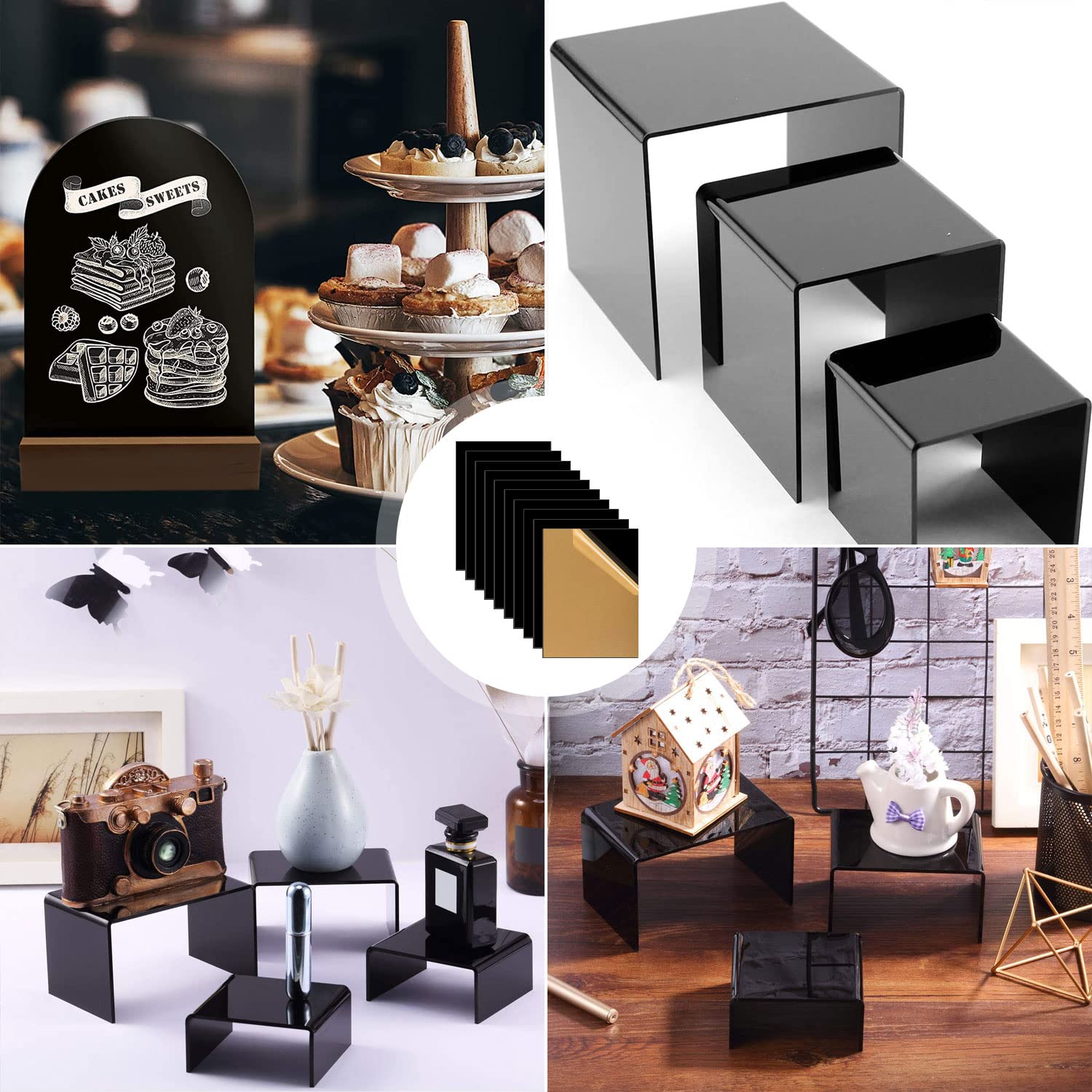10Pcs Black Acrylic Sheets 4x6 Inch - 1/16