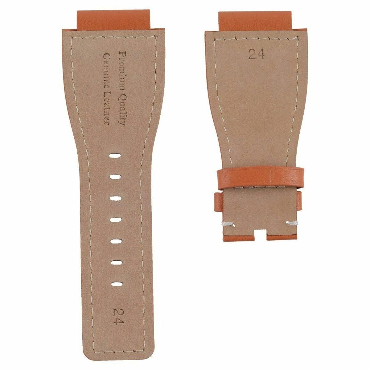 24mm Leather Watch Band for Bell & Ross BR-01-03 - Orange Strap for Casual & Dress Watches