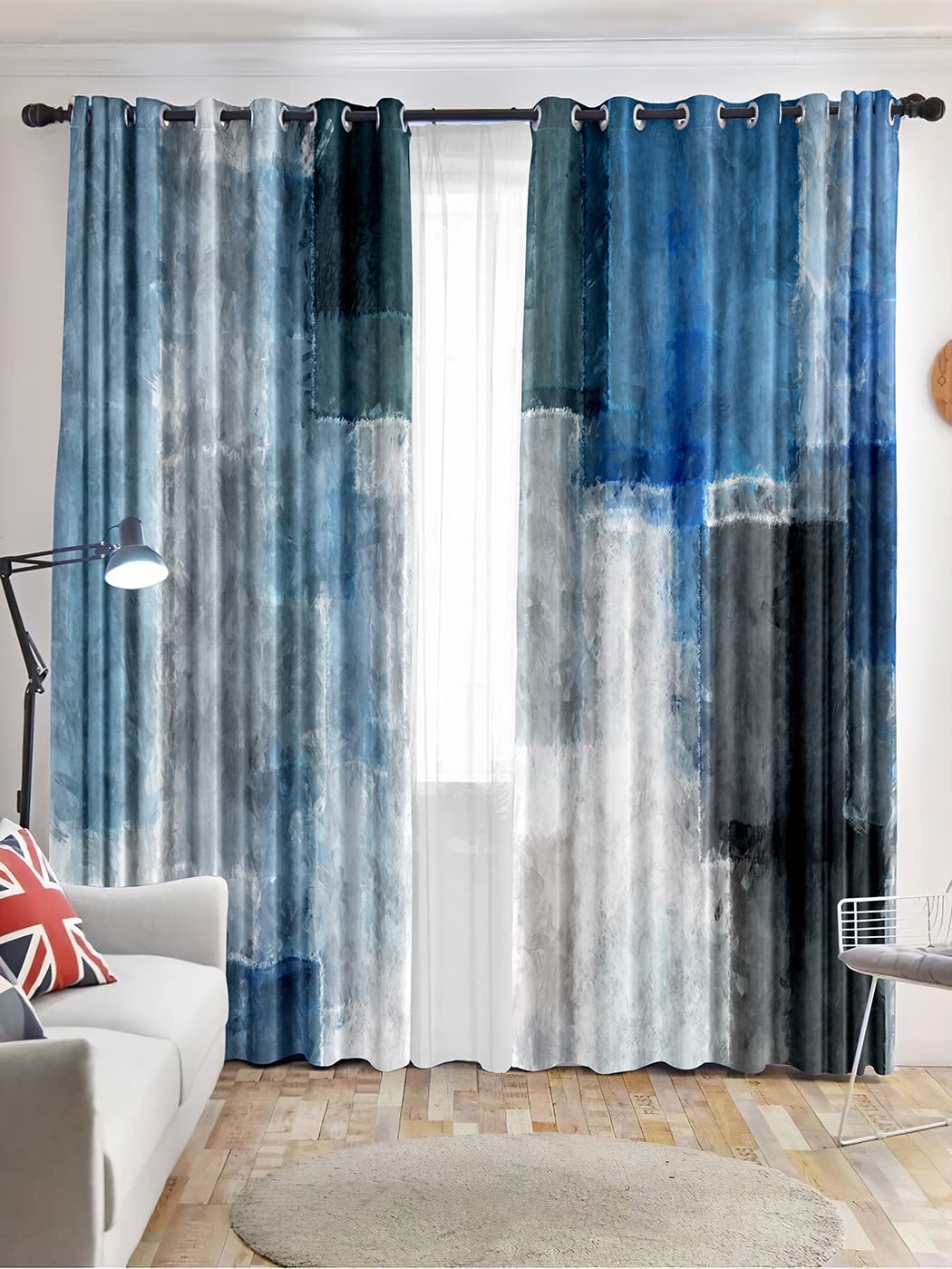 Abstract Blackout Curtains for Bedroom - Thermal Insulated Soundproof Window Drapes with Artistic Brushstroke Design, 72 Inch Length (Set of 2 Panels, 52 Inch Wide Each) - Perfect for Light Blocking, Noise Reduction & Home Decor