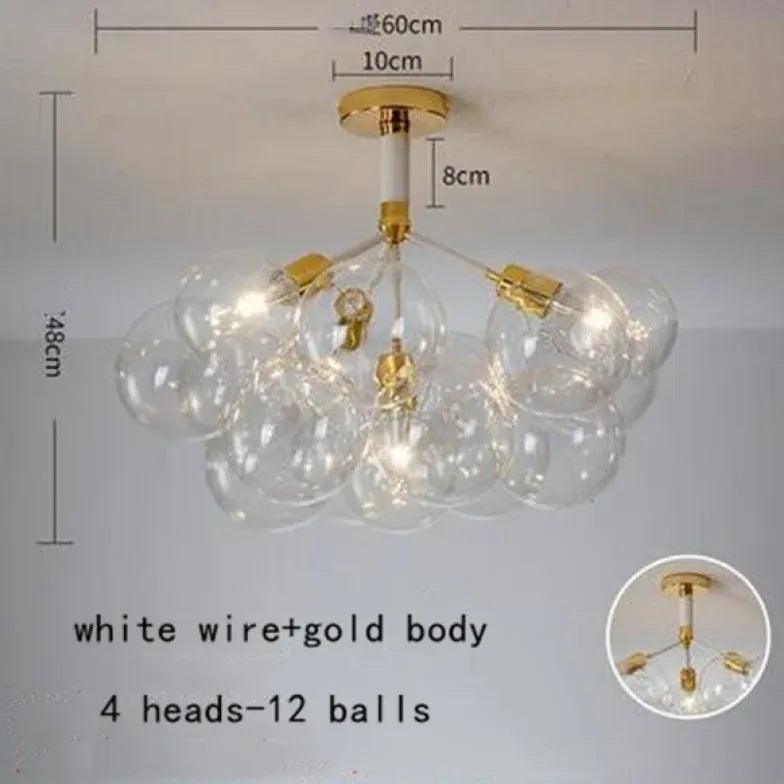 Elegant Transparent Glass Bubble Chandelier - Modern Artistic Lighting Fixture for Dining Room, Living Room & Bedroom Decor