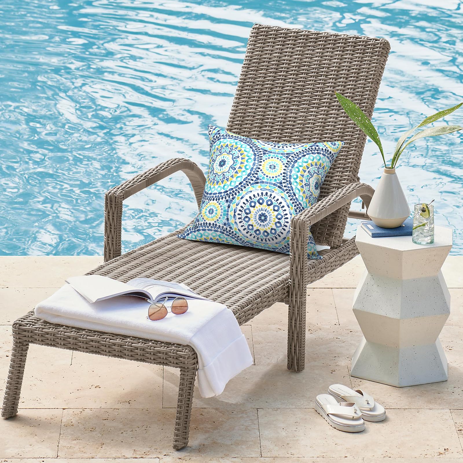 2 Pack Waterproof Outdoor Pillows 18x18 Inch - Square Decorative Throw Pillows for Patio Furniture, Sofa, Bench - All-Weather Cushion Covers with Inserts - Perfect for Backyard, Poolside & Garden Decor (Delancey Lagoon)