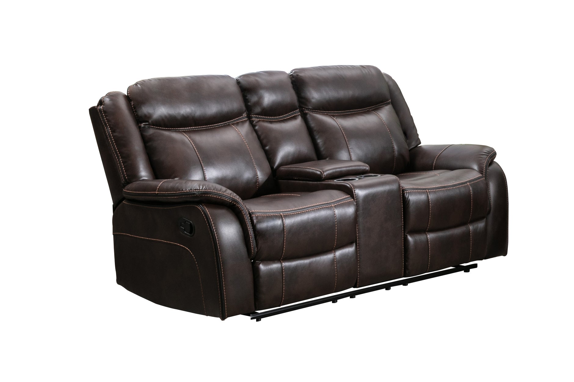 Brown Paxton Reclining Living Room Set - 3-Piece Comfortable Leather Sofa & Loveseat with Cup Holders | Perfect for Family Movie Nights & Entertaining Guests