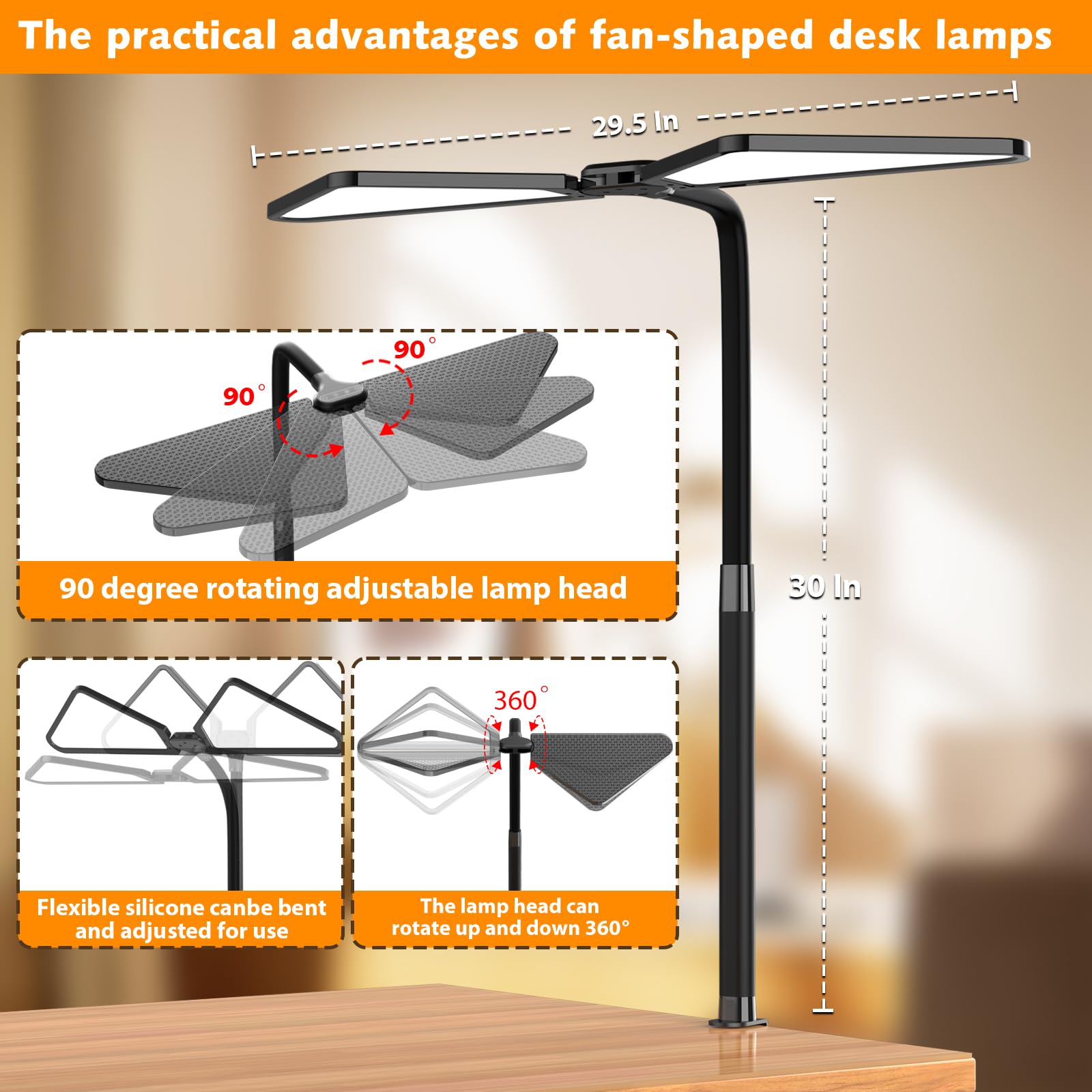 LED Desk Lamp for Home Office - Super Bright Adjustable Clamp Light with 360° Swivel, Eye Protection & Screen Monitor Light | Perfect for Work, Study, Reading & Computer Use