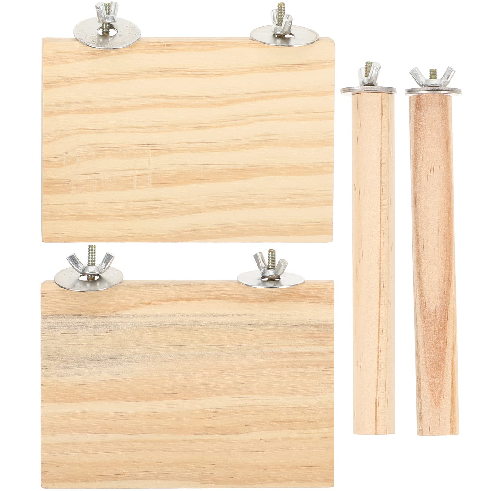 LOGOFUN 4 Pack Natural Wood Bird Perches - Parrot Stand Sticks & Platform for Cage Accessories - Perfect for Climbing, Playing & Resting in Bird Cages