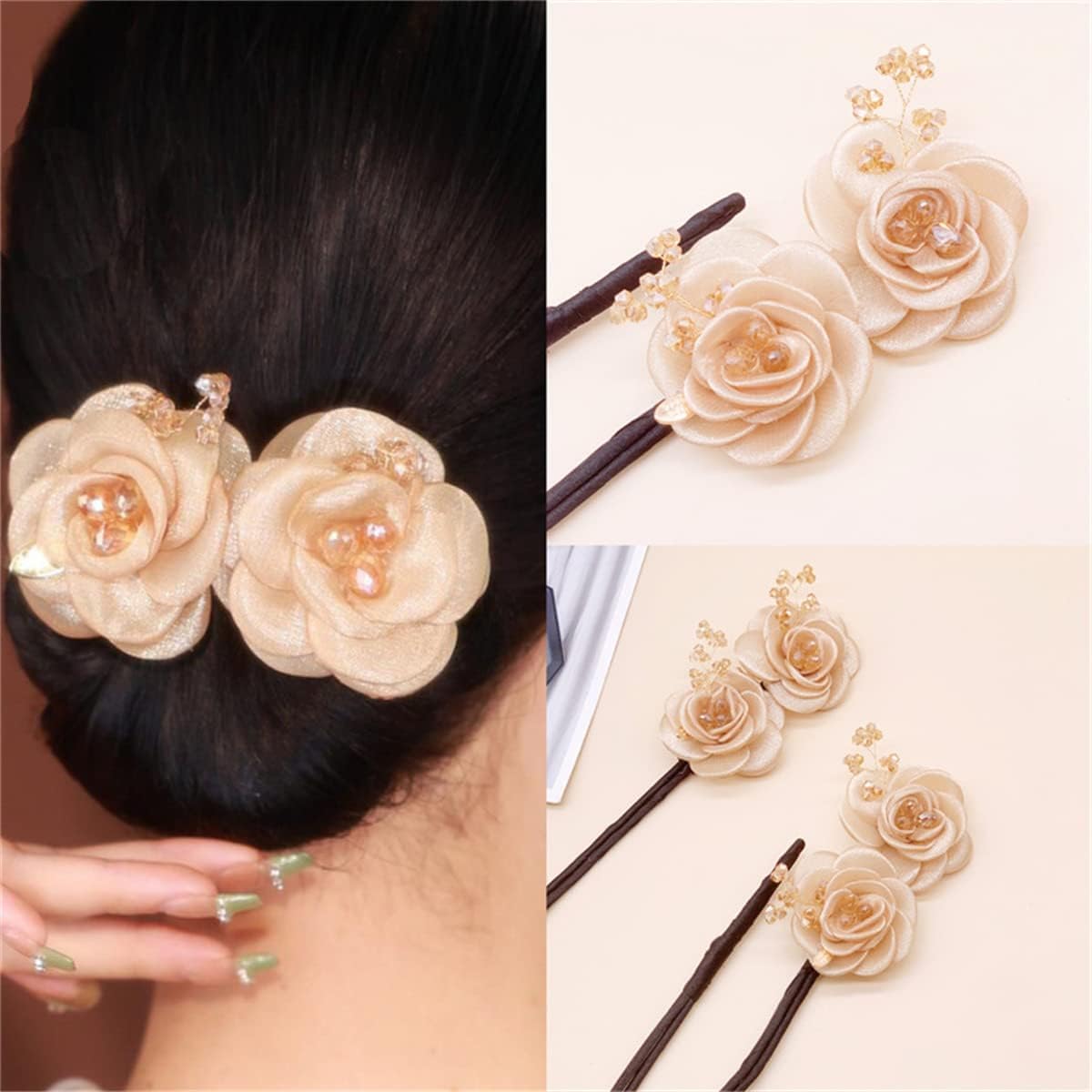 Magic Hair Bun Maker for Women - Elegant Lazy Hair Curler Pin with Sparkling Crystal Design, DIY Hair Styling Accessories for Girls & Women | Perfect for Parties, Weddings, and Everyday Hairstyles