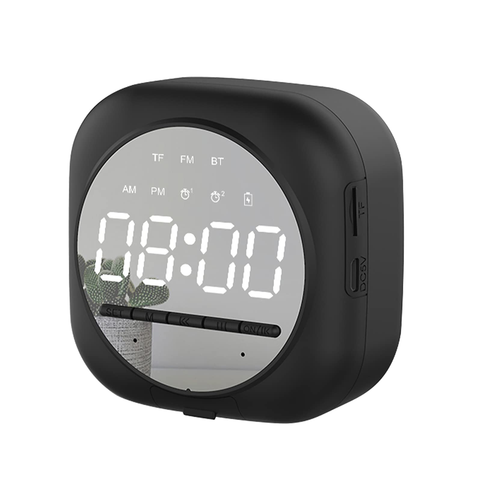 Wireless Bluetooth Alarm Clock Speaker with HD Mirror Display, Portable FM Radio, TF Card Slot, Weekday/Weekend Mode - Perfect for Bedroom, Office, Sleep Aid, and Hands-Free Calling