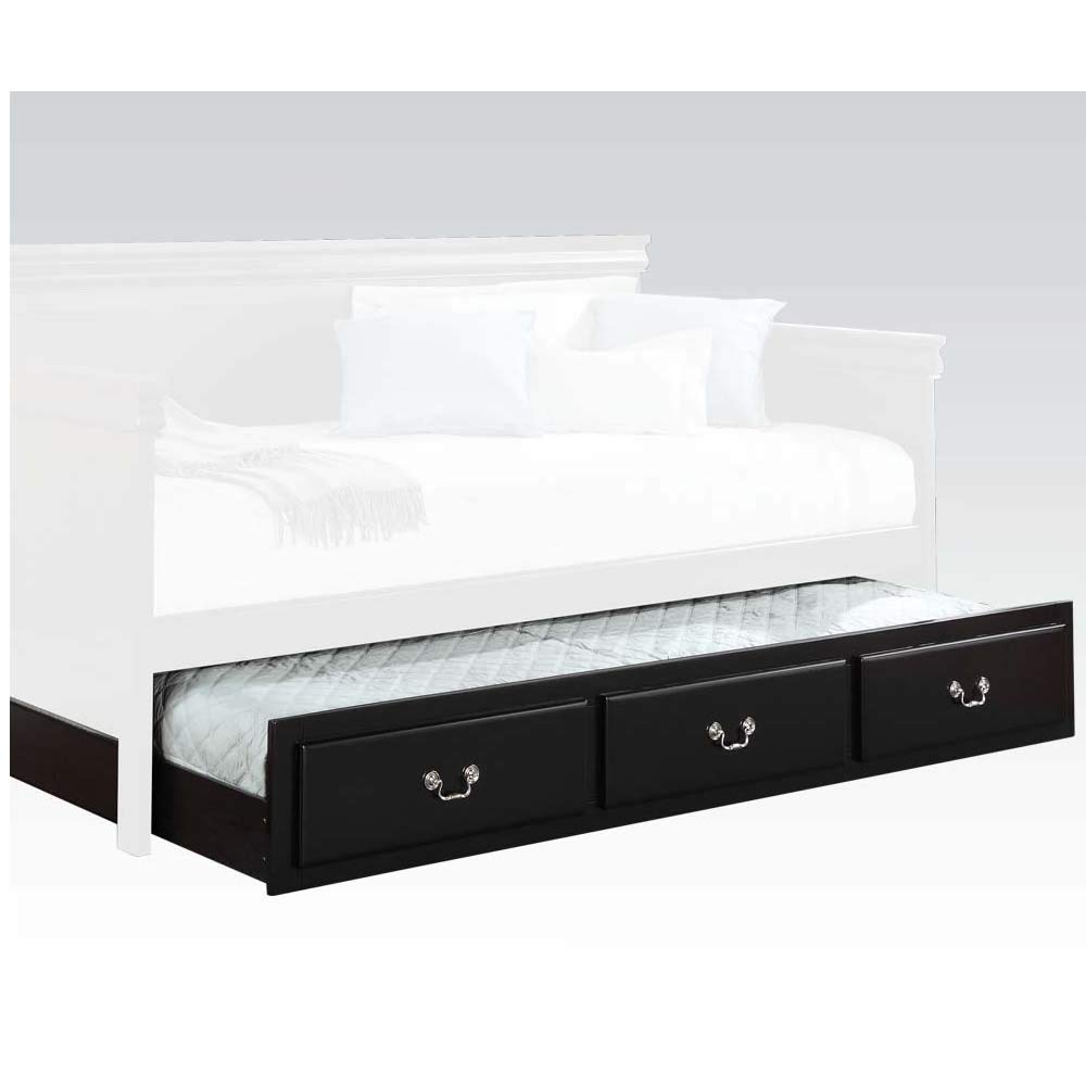 Benjara Black Wooden Twin Size Trundle Bed with Caster Wheels - Space-Saving Guest Bed for Small Rooms, Kids Bedroom & Vacation Homes