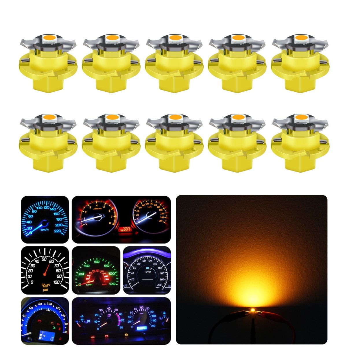 B8.4D LED Dashboard Instrument Gauge Lights Bulb - 2452MFX6 & 2723MFX6 - Bright Replacement for Car, Truck, Motorcycle Dashboard Lighting - Perfect for Night Driving & Custom Interior Upgrades