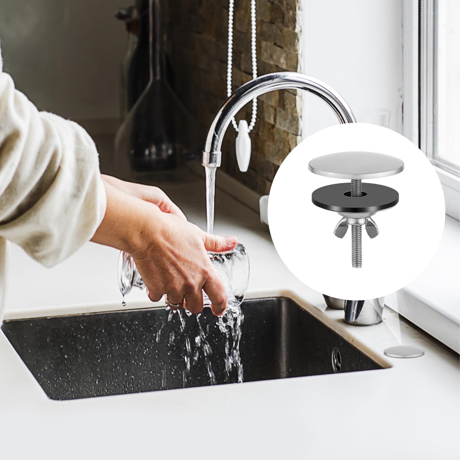 Premium Brushed Nickel Kitchen Sink Faucet Hole Cover - Durable Sink Hole Plug & Installation Accessory for Modern Kitchens | Perfect for Remodeling, New Home Setup & Preventing Water Splashes