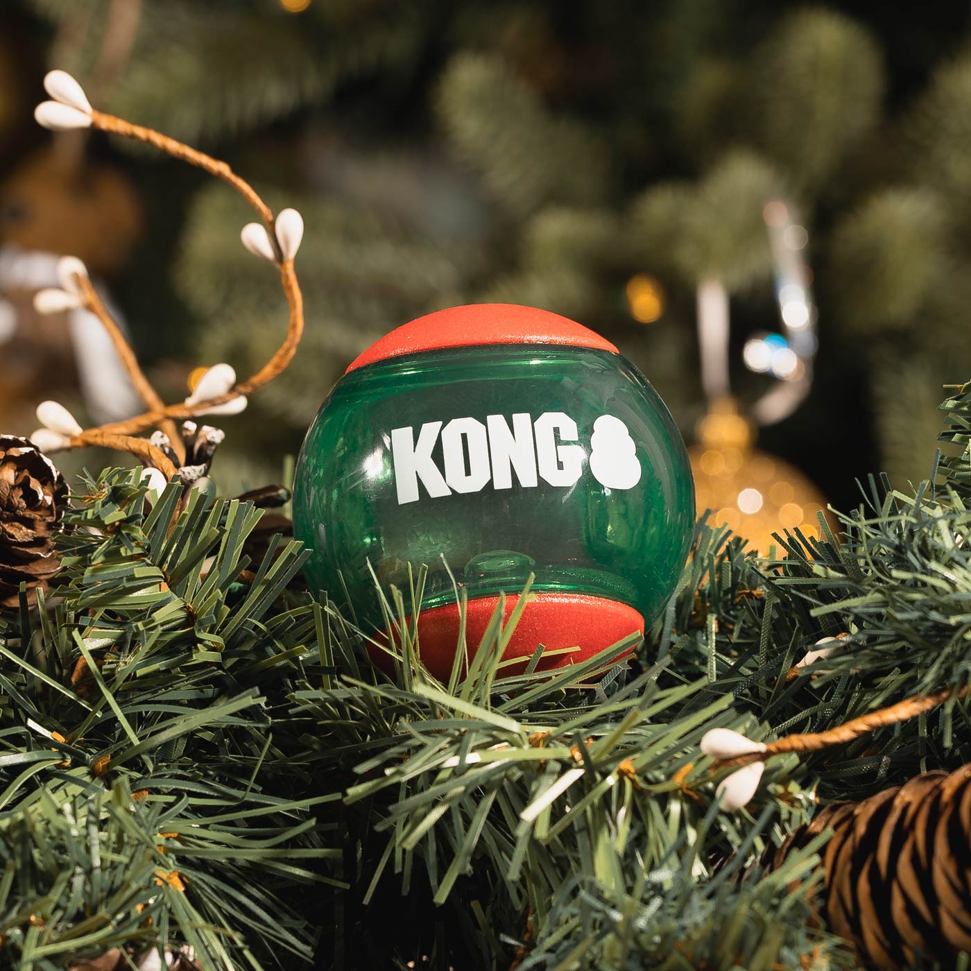 KONG Holiday Dog Chew Toys - 4 Pack Durable Rubber Balls for Chewing, Fetch & Play - Christmas, Thanksgiving & New Year Pet Gifts for Small & Large Dogs