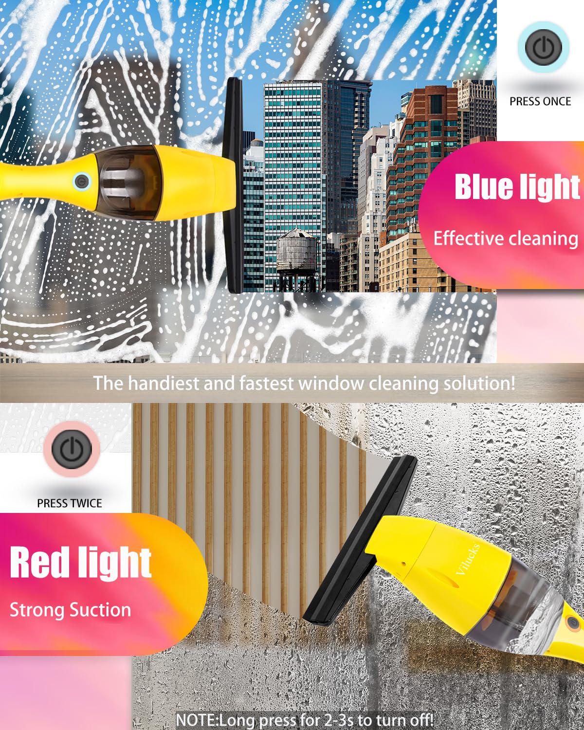 Rechargeable Cordless Window Vacuum Cleaner - 11 Inch Electric Squeegee for Windows, Mirrors, Tiles, Glass Doors & Car Windshield | Perfect for Home Cleaning, Auto Detailing & Commercial Use