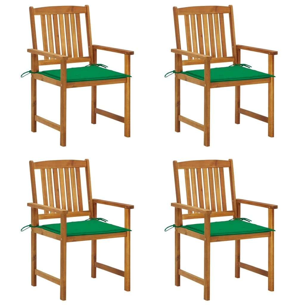 4-Piece Solid Acacia Wood Outdoor Dining Chairs with Cushions - Patio, Bistro, Cafe & Kitchen Armchairs - Weather-Resistant Garden Furniture Set for Backyard, Restaurant & Outdoor Entertaining