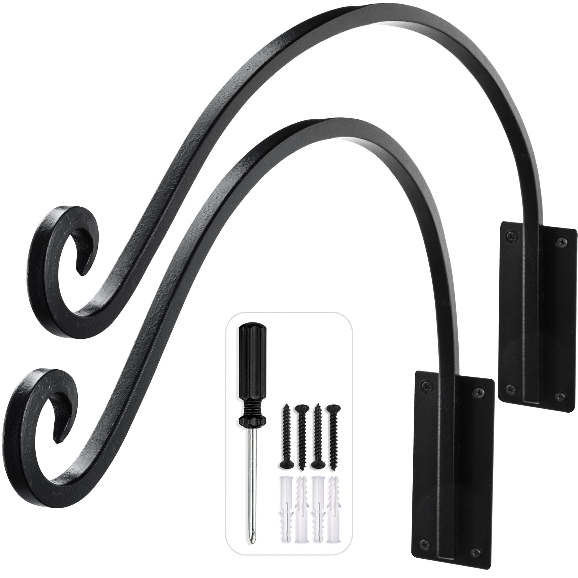 AJART 2-Pack Heavy Duty 16-Inch Outdoor Hanging Plant Hooks - Wall Mounted Plant Hangers for Flower Baskets, Bird Feeders & Garden Decor - Perfect for Patio, Balcony & Backyard Decoration