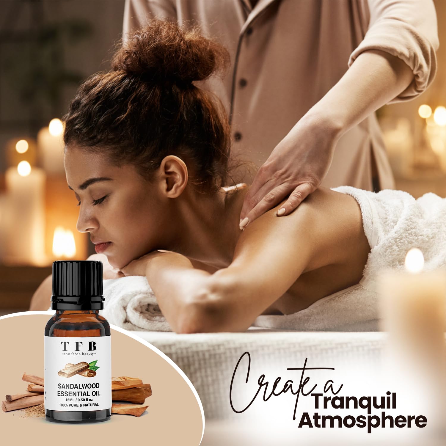 TFB Sandalwood and Rosemary Essential Oils Set - 100% Pure Undiluted for Scalp Care, Skin Rejuvenation, Mood Enhancement & Stress Relief - 15ml (Pack of 2) - Perfect for Aromatherapy, Massage & DIY Beauty Products