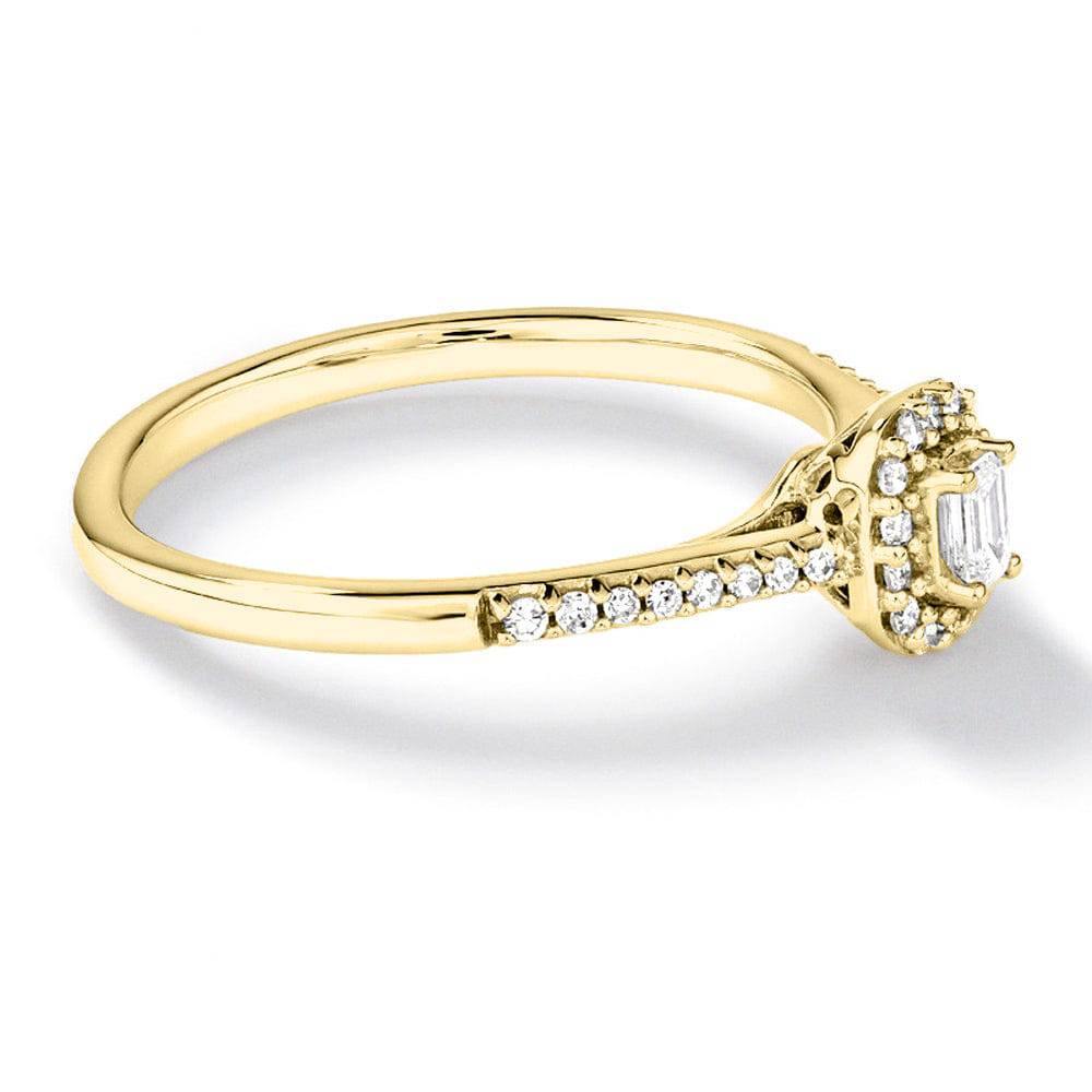 Exquisite Halo Emerald Cut Lab Grown Diamond Promise Ring - Ethical & Affordable Engagement Jewelry for Women - Perfect for Anniversaries, Proposals & Special Occasions