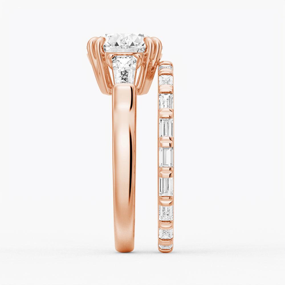 Round Cut Moissanite Engagement Ring 1.5ct - Tapered Baguette Side Stones, 14K White Gold Wedding Band for Women, Perfect for Proposals, Anniversaries & Bridal Jewelry Gifts