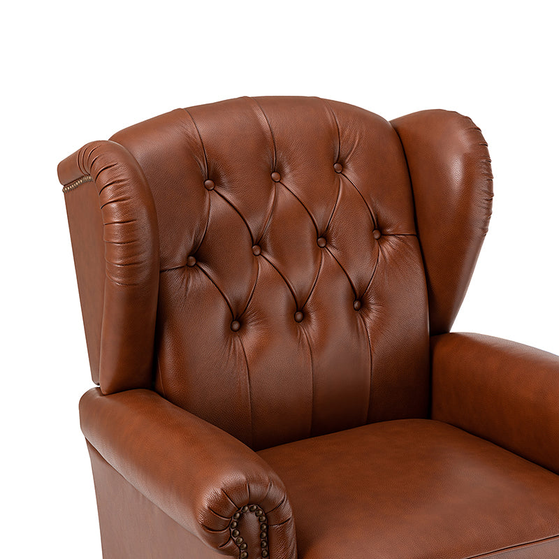 Premium Raquel Genuine Leather Armchair - Heavy Duty Solid Wood Frame - Luxury Living Room Seating for Home Office & Lounge Areas