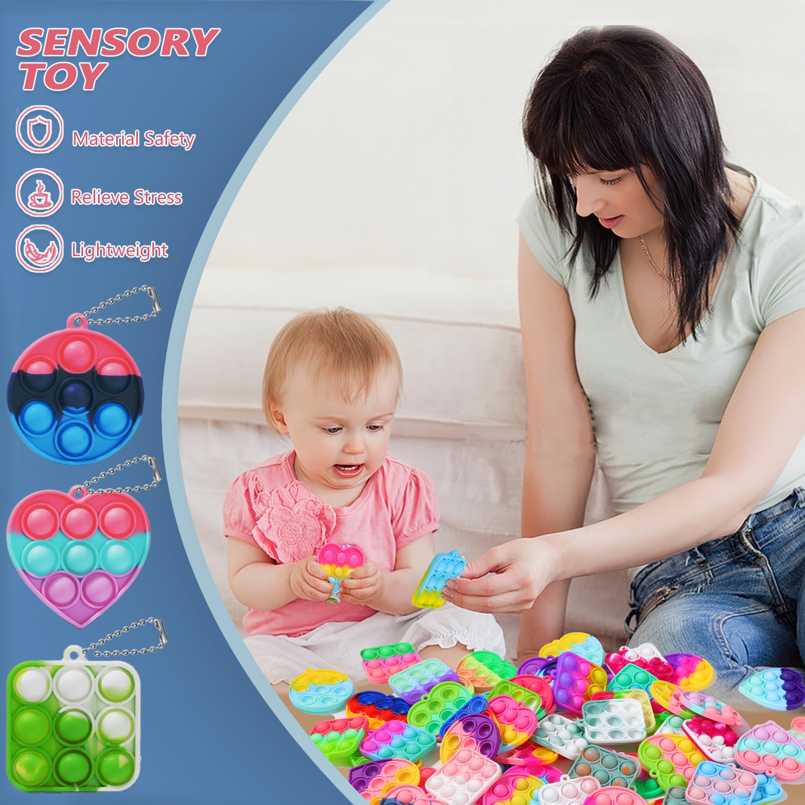 30PCS Bulk Fidget Toys for Kids & Adults - Stress Relief Party Favors, Classroom Prizes, Goodie Bag Stuffers, Treasure Chest Fillers, Bubbles Poppers - Perfect for Birthdays, School Events, and Office Breaks