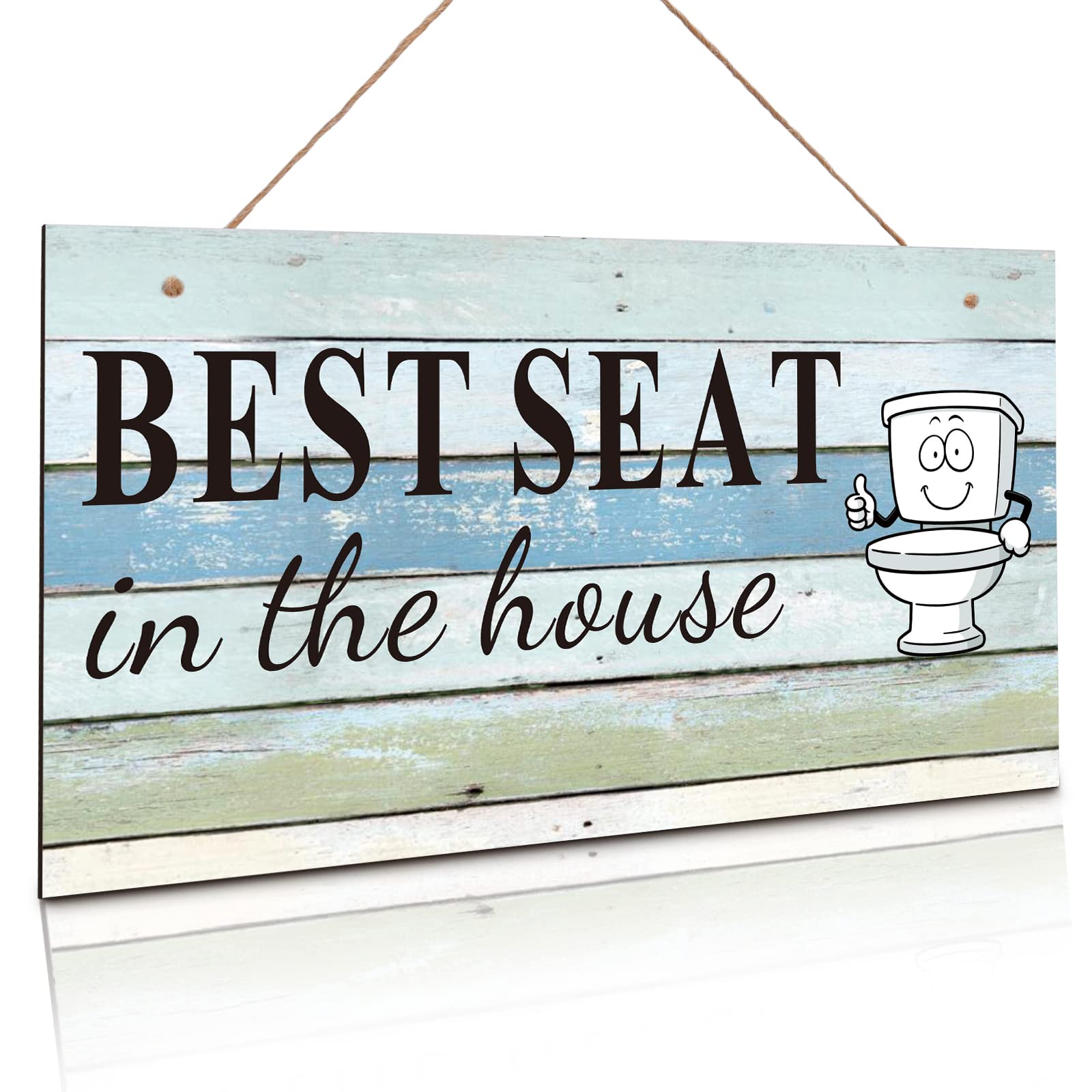 Funny Bathroom Wall Decor 2pcs - Rustic Farmhouse Wood Plaque for Kids & Guest Bathroom