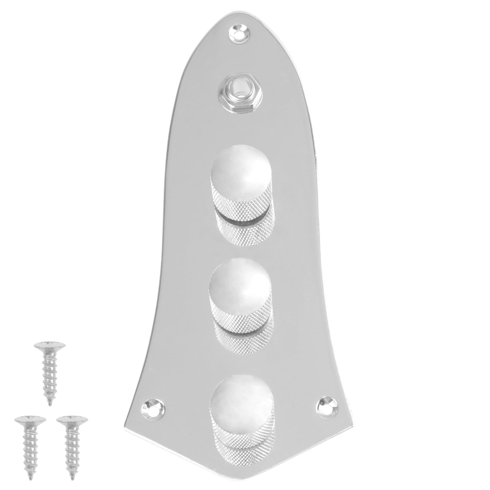 3 Bands Loaded Control Plate Pre-Wired with Preamp Knobs Pots for Fender Squier Jazz Bass (Chrome) - Perfect for Bass Guitar Upgrades & DIY Repairs