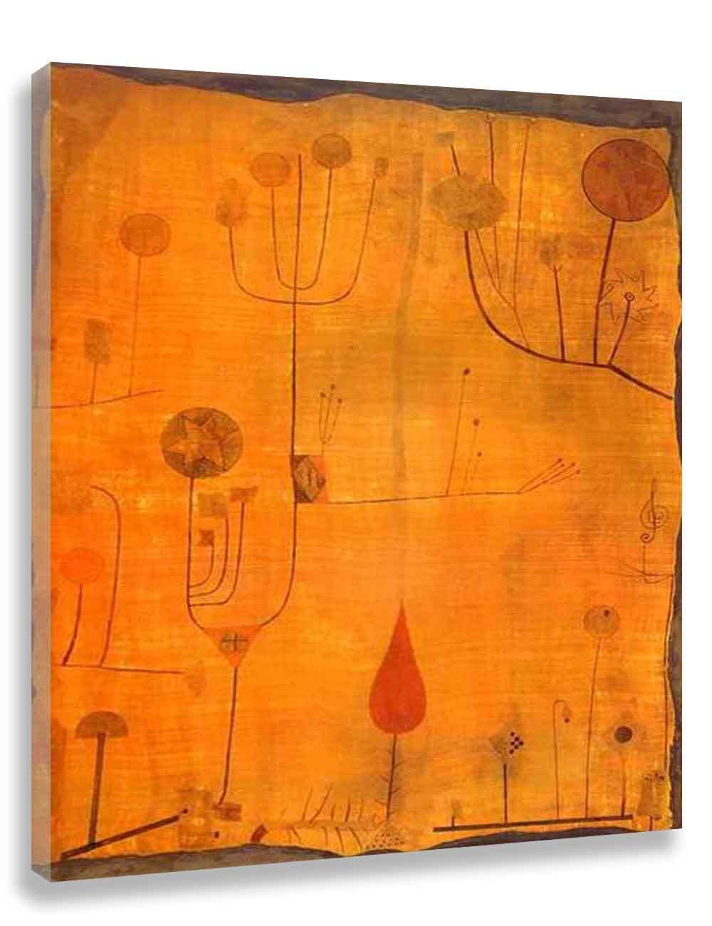 Paul Klee Fruits on Red Framed Canvas Wall Art - Ready to Hang for Living Room Decor (20x24in)