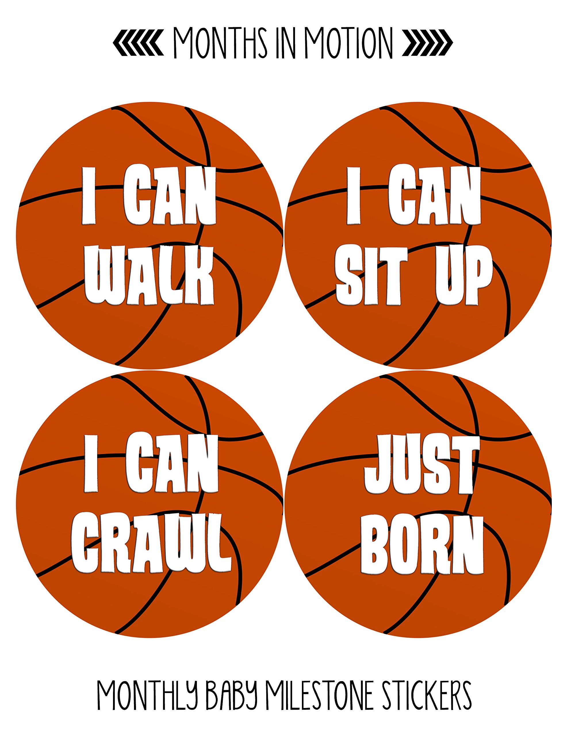Baby Monthly Milestone Stickers for Boys - Newborn Growth Tracking Stickers - Basketball Theme Baby Boy Stickers - 20-Pack Set - Perfect for Baby Photo Shoots, Scrapbooking & First Year Memory Keepsakes