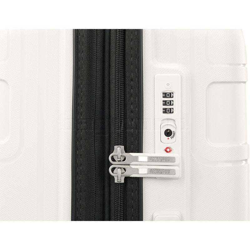 American Tourister Light MAX 3-Piece Luggage Set (Large, Medium, Small) in Off White - Perfect for Family Travel, Business Trips & Vacation Packing