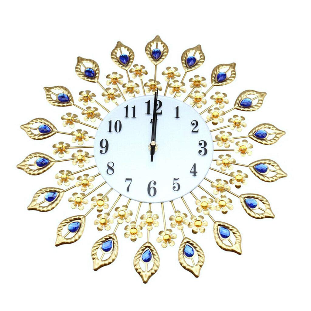 Elegant Peacock Crystal Diamond Wall Clock - Large Decorative Clock for Home, Office & Living Room Decor | Perfect for Modern Interiors, Gifts & Wall Accents