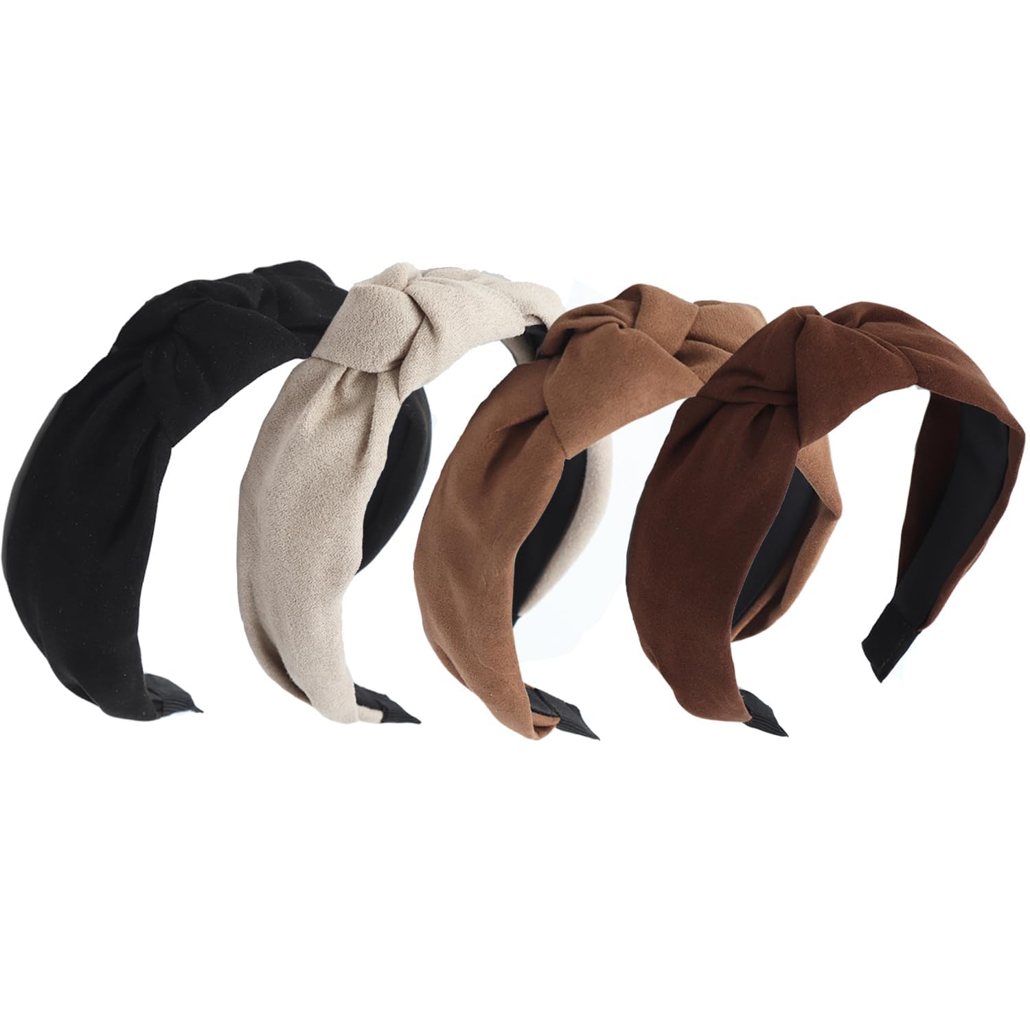 4 Pack Knotted Headbands for Women - Non Slip Suede Hairbands for Workout, Yoga & Sports - Fashionable Head Wraps for Women and Girls - Perfect for Gym, Running, Tennis & Daily Wear