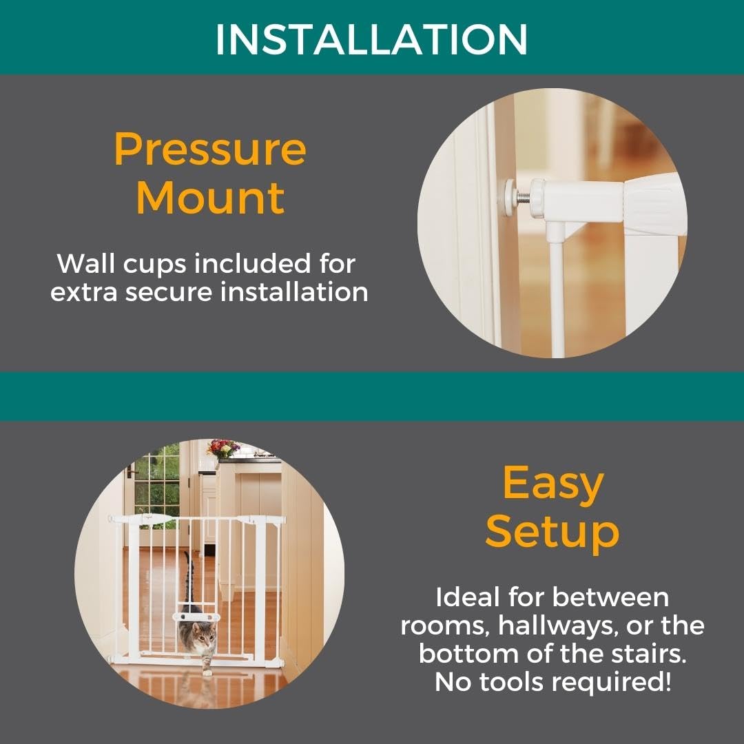 North States EasyPass Walk-Thru Pet Gate - Adjustable Dog Gate 29.75-37.5