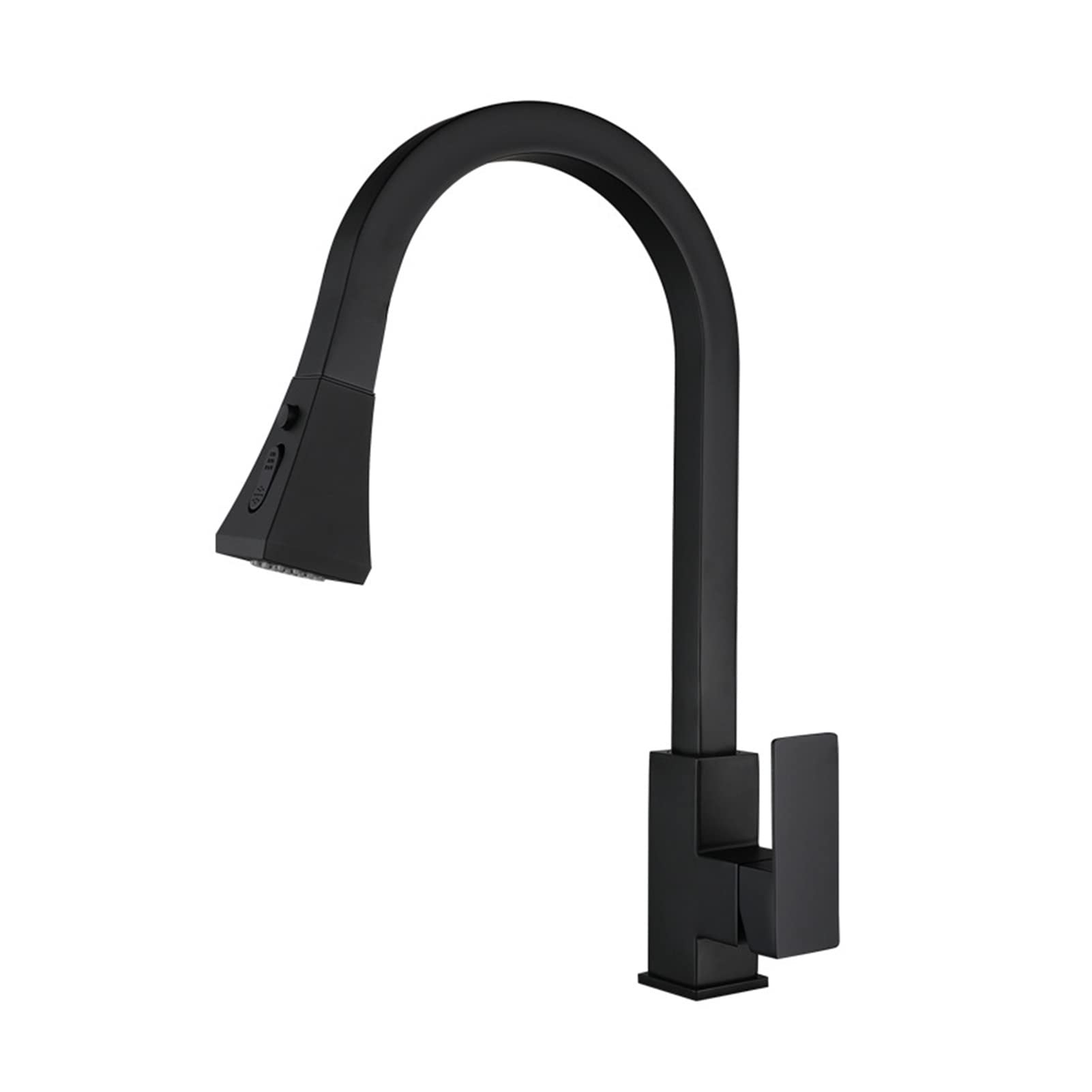 Brushed Nickel Stainless Steel Single Handle Gooseneck Kitchen Faucet with Pull Down Sprayer - Hot & Cold Water Mixer Tap for Sink (Color: Black) - Perfect for Modern Kitchens, Restaurant Prep Areas & Wash Basins