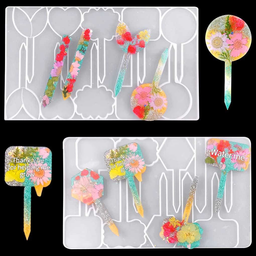 FineInno 2-Piece Plant Label Resin Molds Set - T-Shaped Silicone Garden Markers for Epoxy Resin, DIY Seed & Pot Tags - Perfect for Home Gardening, Nursery, and Indoor Plant Organization