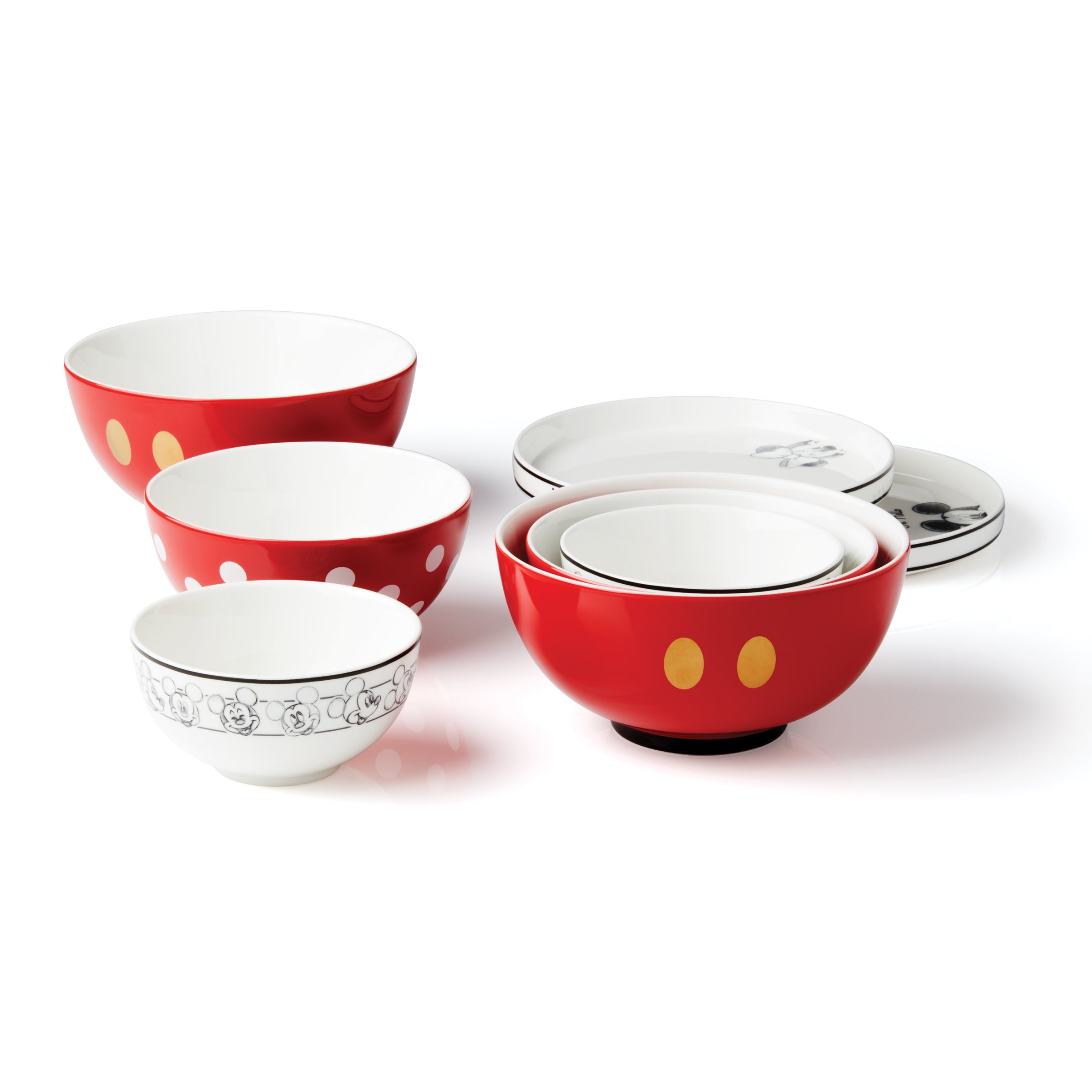 Disney 8-Piece Nesting Dinnerware Set for Kids - Mickey Mouse & Friends Design - BPA-Free Plastic Plates & Bowls - Perfect for Family Meals, Picnics, and Birthday Parties