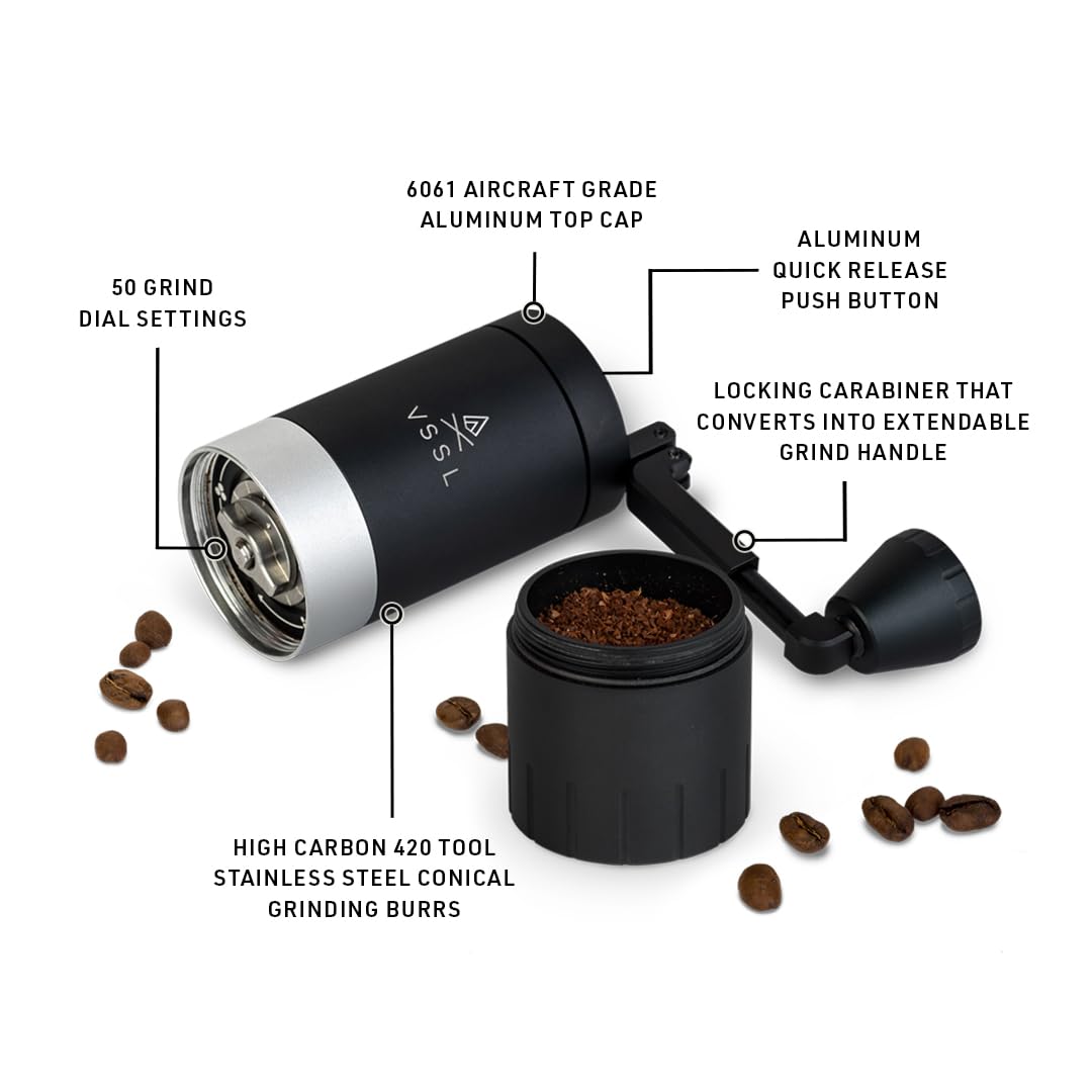 Premium VSSL Java G45 Manual Coffee Grinder - 45g Capacity, Stainless Steel Conical Burr Mill for Espresso, French Press & Pour Over - Portable Black Coffee Bean Grinder for Camping, Travel & Home Brewing