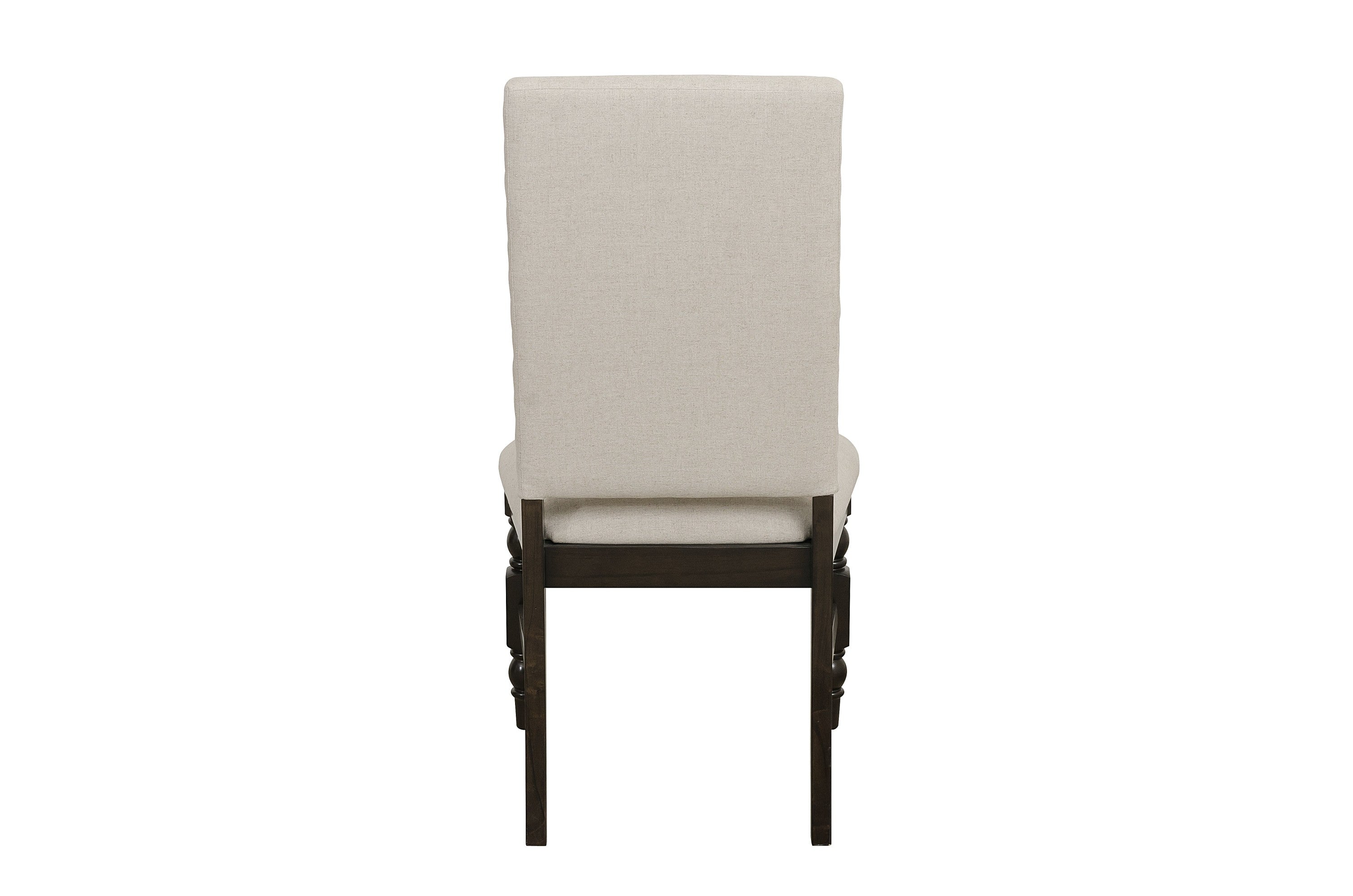 Dark Oak Finish Wooden Dining Chairs Set of 2 - Cream Upholstered Back Seat with Nailhead Trim - Modern Dining Room Furniture for Kitchen, Breakfast Nook & Formal Dining