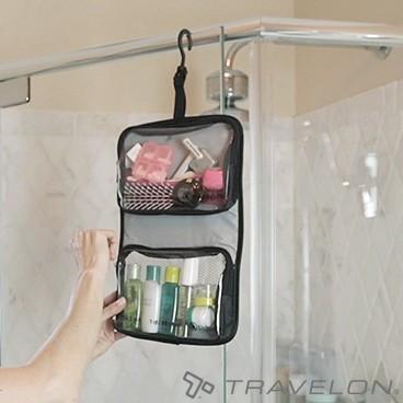 Travelon Wet/Dry 1 Quart Waterproof Toiletry Bag with Leak-Proof Plastic Bottles - Perfect for Travel, Gym & Airplane Carry-On Essentials