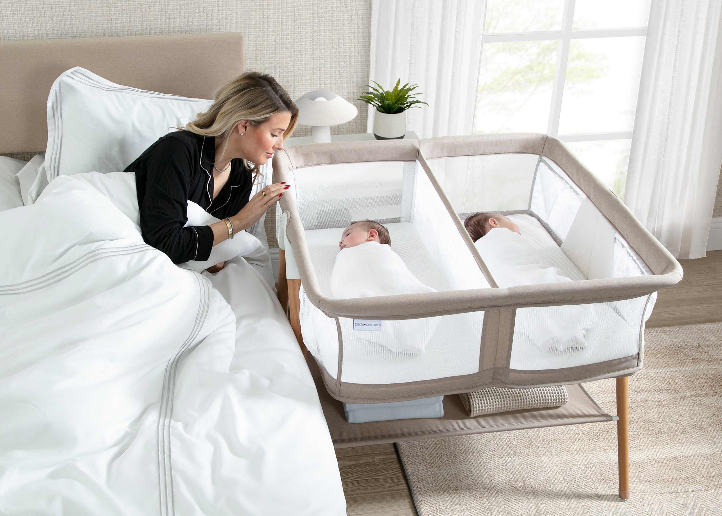 Bondi Beechwood Twin Bassinet - Premium Wooden Baby Crib for Newborns & Infants - Perfect for Nursery, Bedroom & Travel - Safe & Stylish Sleeping Solution