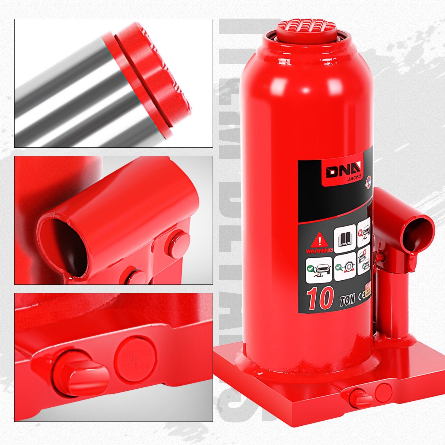 10 Ton Welded Hydraulic Bottle Jack with Manual Handle - Heavy Duty Lifting for Vehicles, Construction & Industrial Use