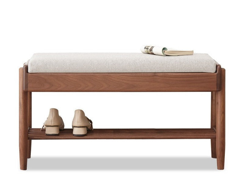 Solid Black Walnut Shoe Storage Bench with Flip Top - Multi-Functional Entryway Organizer for Shoes, Hats & Bags - Perfect for Hallway, Bedroom or Closet Organization