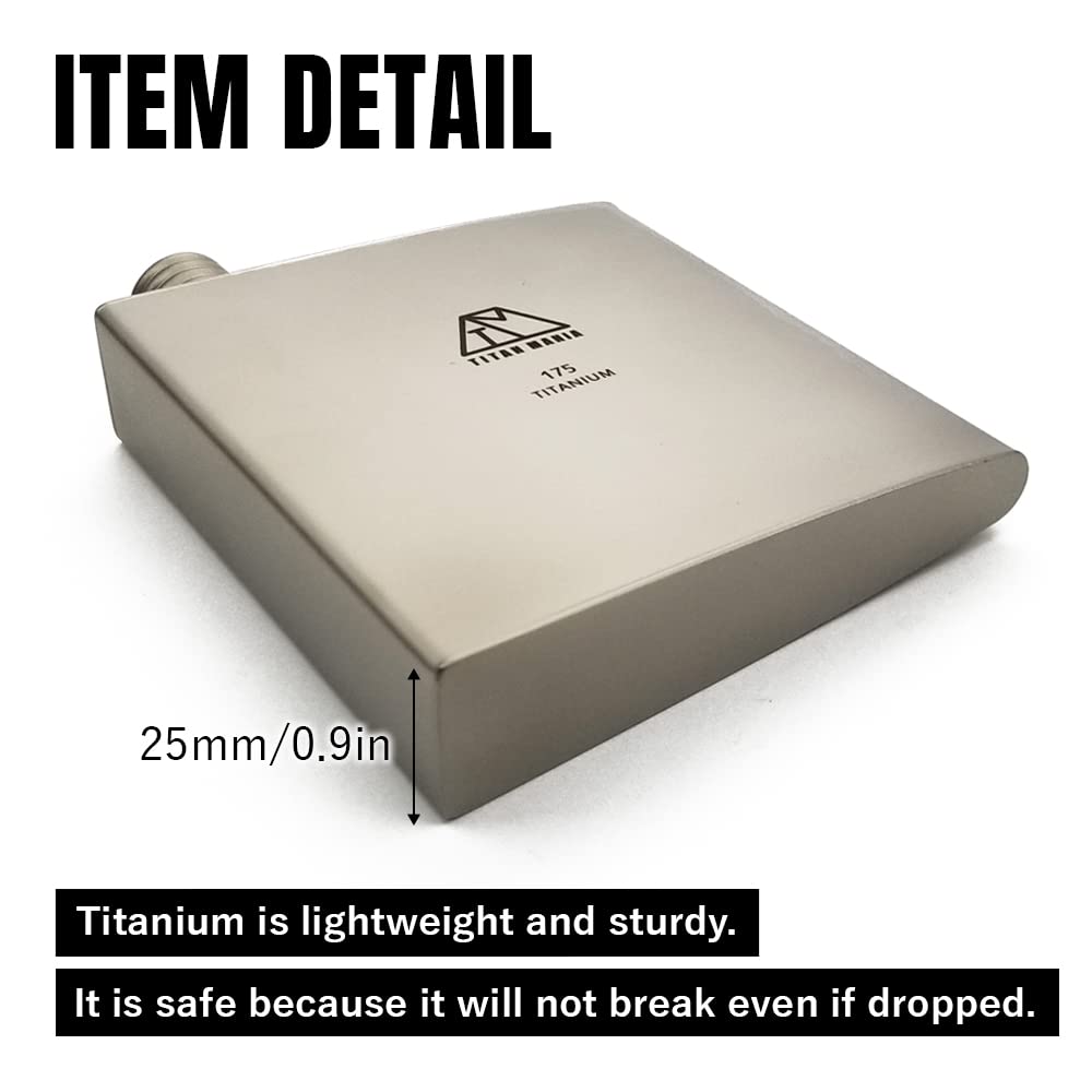 Premium Titanium Hip Flask 175ml with Funnel & Skittle - Ultra Lightweight, Leakproof, Durable Outdoor Flask for Camping, Hiking, Travel & Gifts - Perfect for Whiskey, Vodka & Liquor Storage