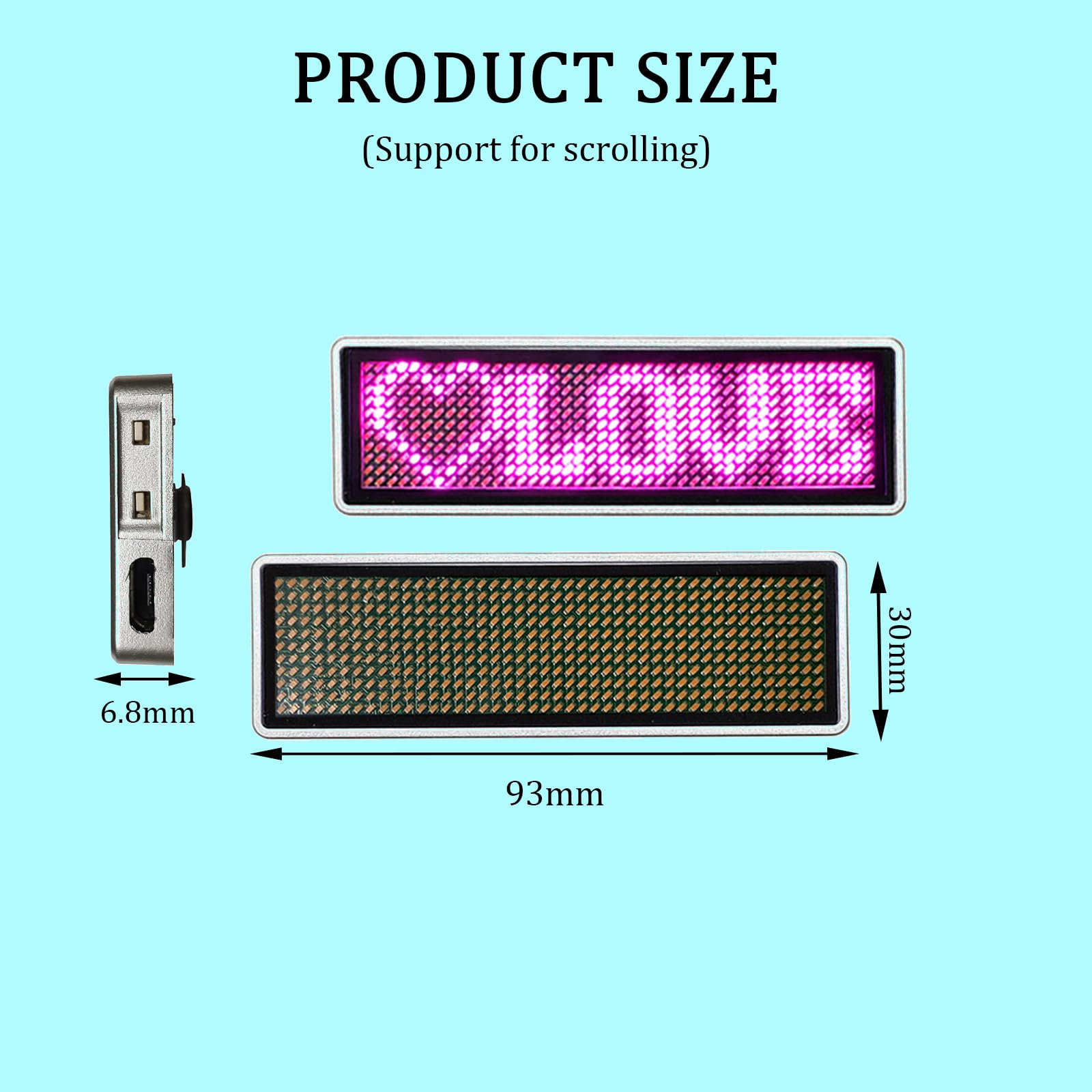 LED Scrolling Name Badge - Customizable Light Up Name Tag with Message Board (Pink) - Perfect for Conferences, Events, and Professional Networking