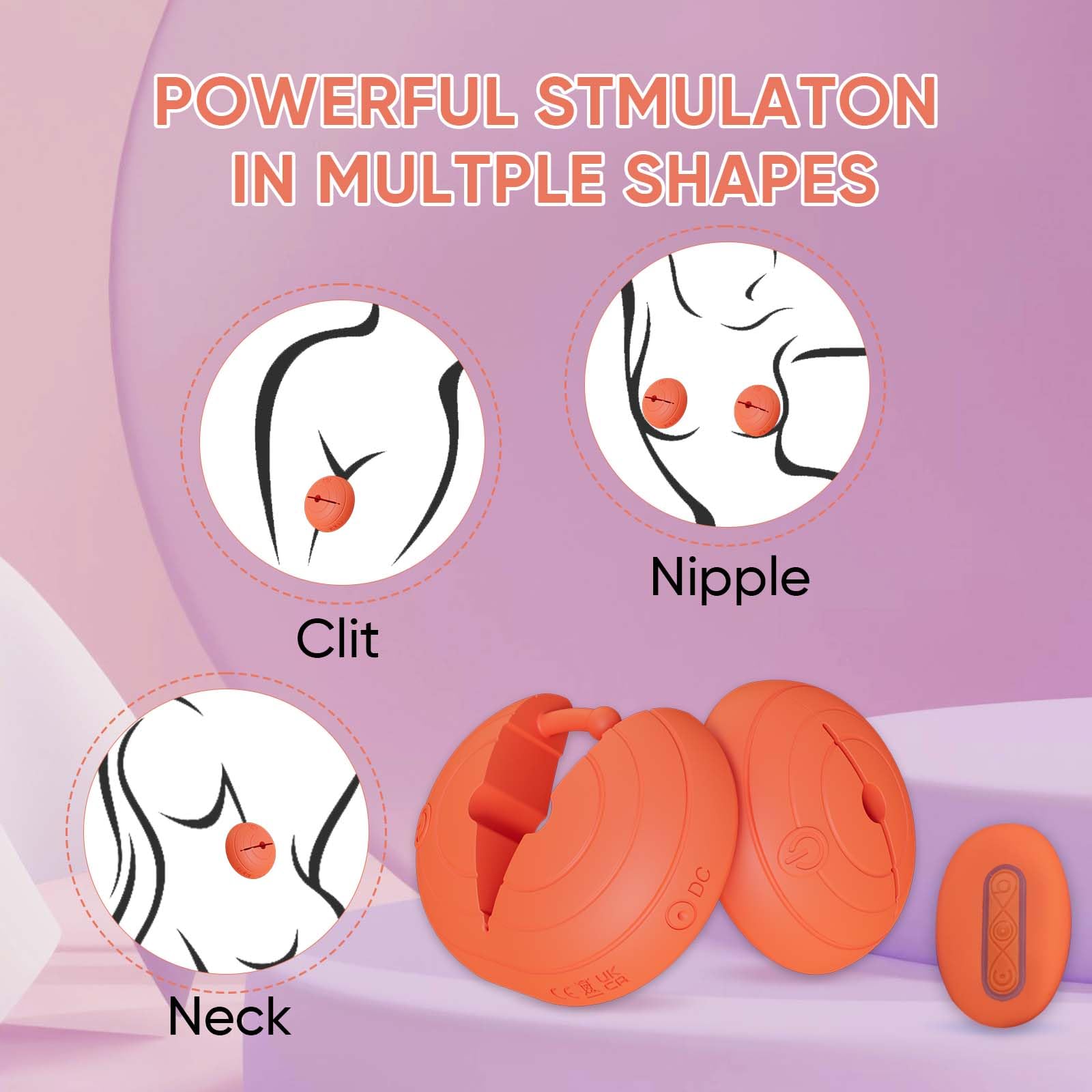 Premium Nipple Vibrator & Clamps Set - 10 Vibration Modes, Remote Control, Adjustable Nipple Clips for Women & Couples - BDSM Adult Toy for Sensual Play & Intimate Stimulation (Orange) - Perfect for Foreplay, Couples Play & BDSM Exploration
