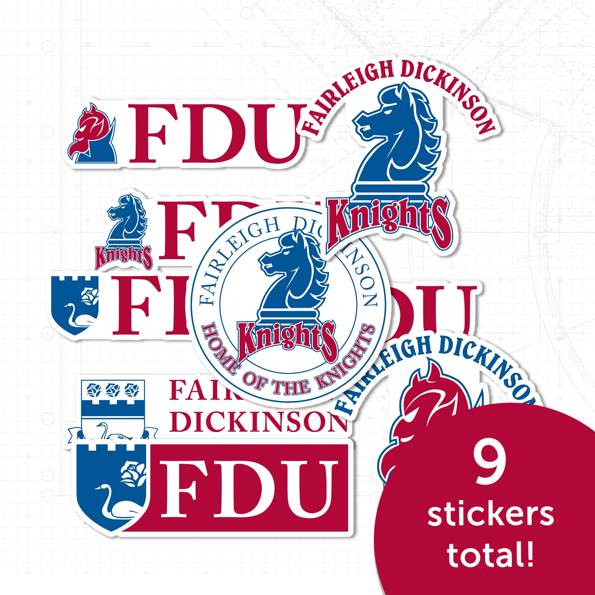 Desert Cactus FDU Knights Devils Vinyl Decal Sticker Set - 13.43x10.98 Inch Waterproof Laptop, Water Bottle, Car, Scrapbook Decor - Perfect for College Students, Alumni & Fans