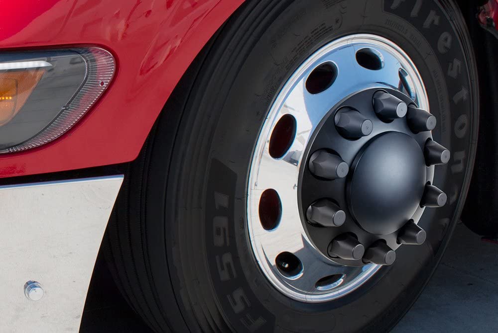United Pacific 10354 Dome Axle Cover Kit - 33mm Standard Thread-On Nut Covers with Tool, ABS Plastic, Universal Fit for Trucks & Trailers, Matte Black - Heavy Duty Protection for Wheels & Axles